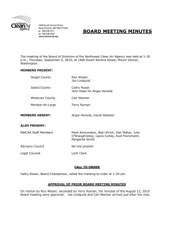 BOARD MEETING MINUTES - Northwest Clean Air Agency