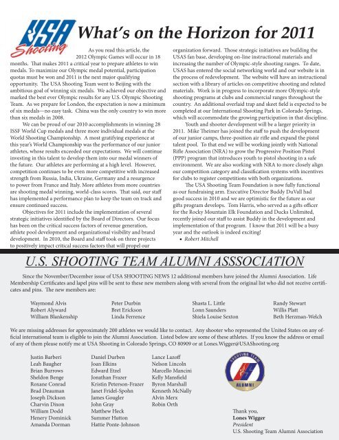 January/February 2011: Volume 19, Number 1 - USA Shooting