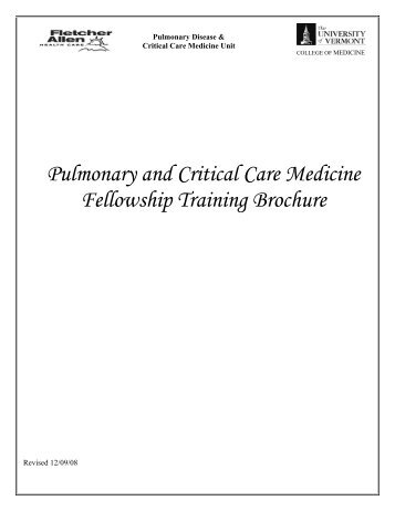 Pulmonary and Critical Care Medicine Fellowship Training Brochure