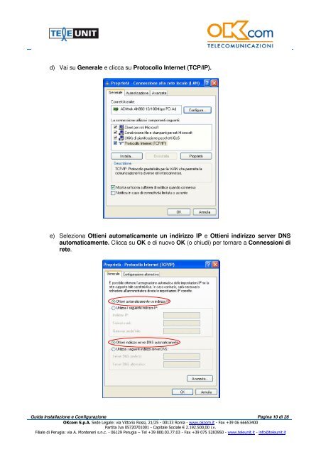 Manuale di installazione dell'Eusso ADSL 2+ - OKcom S.p.A.