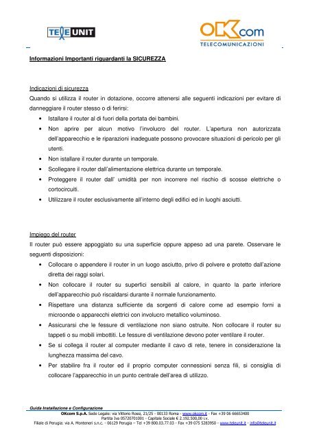 Manuale di installazione dell'Eusso ADSL 2+ - OKcom S.p.A.