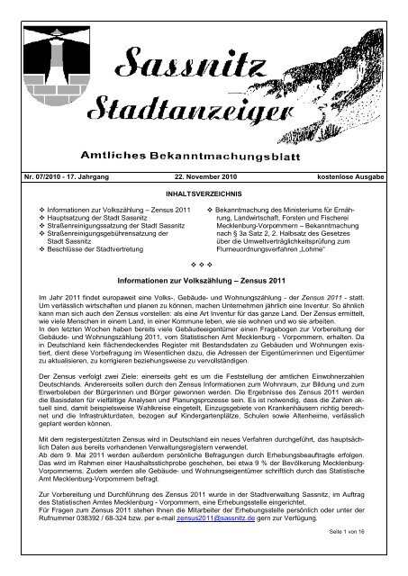 Stadtanzeiger Nr. 07/2010 - Sassnitz