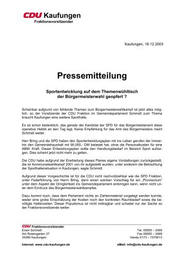 Pressemitteilung - CDU Kaufungen