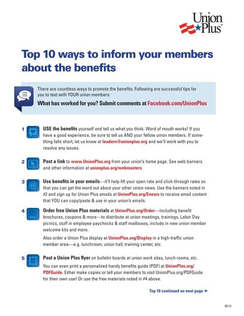 Union Plus Benefits >> Download Top 10 Ways To Inform Members Union Plus Union Plus Benefits >> Download Top 10 Ways To Inform Members Union Plus