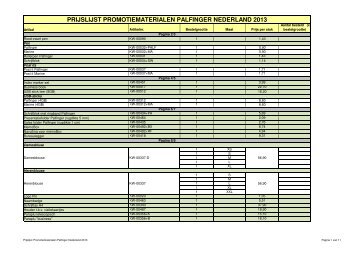 Prijslijst Palfinger Nederland promotiematerialen 2013 (intern ...
