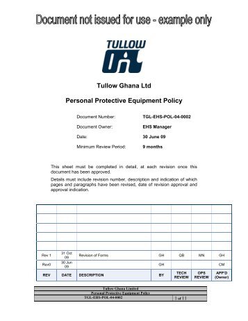 Tullow Ghana Ltd Personal Protective Equipment ... - Tullow Oil plc