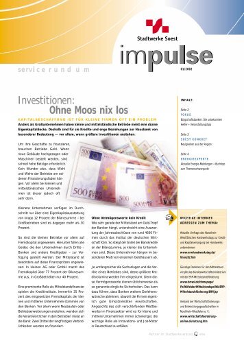 Investitionen: Ohne Moos nix los - Stadtwerke Soest
