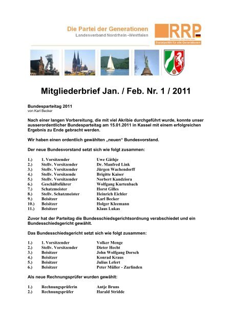 Mitgliederbrief Jan. / Feb. Nr. 1 / 2011 - Rentnerinnen- und Rentner ...