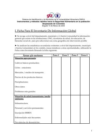 I. Ficha Para El Inventario De InformaciÃ³n Global - DISASTER info ...