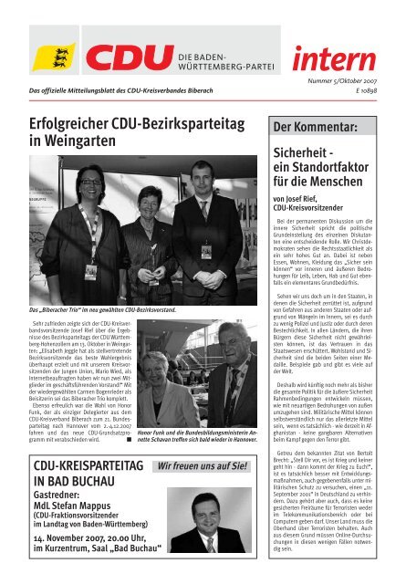 Erfolgreicher Cdu-Bezirksparteitag in Weingarten - CDU ...