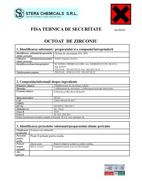 MSDS OCTOAT DE ZIRCONIU 18%.pdf - Stera Chemicals