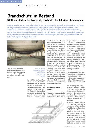 Brandschutz im Bestand Statt standadisierter Norm ... - Bauverlag