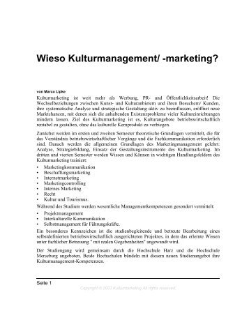 Wieso Kulturmanagement/ -marketing? - Hochschule Harz