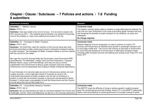 Chapter / Clause / Subclause Ã¢Â€Â“ General 22 submitters - Waikato ...