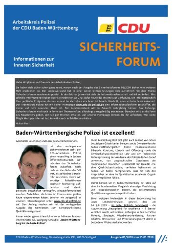 Baden-Württembergische Polizei ist exzellent! - CDU Kreisverband ...