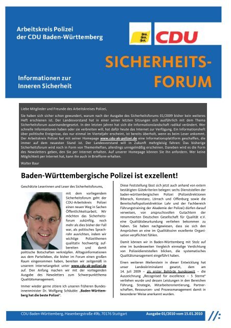 Baden-Württembergische Polizei ist exzellent! - CDU Kreisverband ...