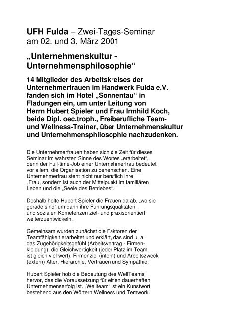 UFH Fulda â Zwei-Tages-Seminar am 02. und 3. MÃ¤rz ... - Ufh-fulda.de