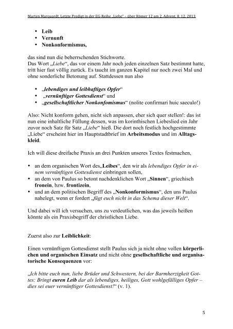 „Liebe“ über Römer 12 am 2. Advent, 8.12.2013 ... - reformiert-info.de