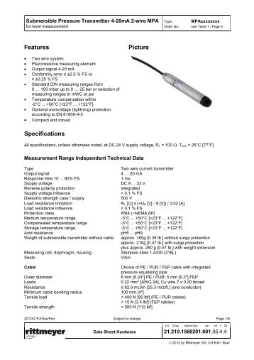 MPA Data sheet - Rittmeyer