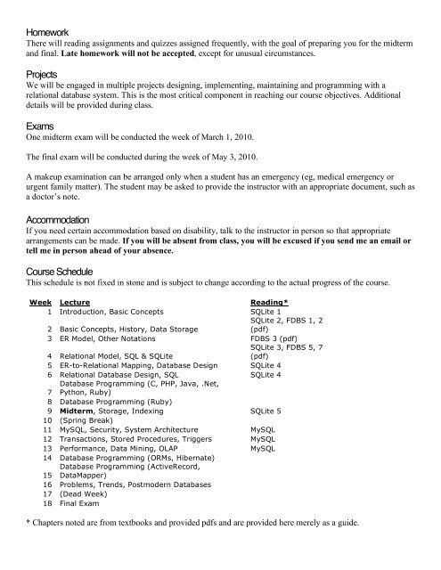 CSCI403 Database Management Syllabus-2 - Yong Joseph Bakos