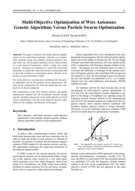 Multi-Objective Optimization of Wire Antennas ... - Radioengineering