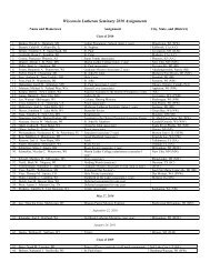 2010 Graduate and Vicar Assignments - Wisconsin Lutheran Seminary