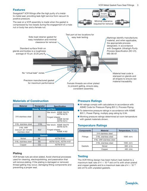 VCRÃ‚Â® Metal Gasket Face Seal Fittings, (MS-01-24, R8)