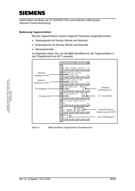 Zeitschaltuhr auf Basis der S7-300/400 CPUs mit ... - Siemens