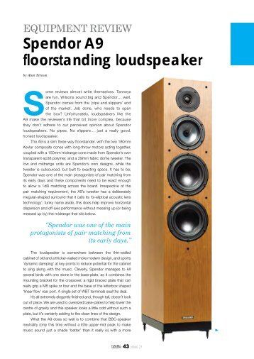 Spendor A9 floorstanding loudspeaker - Bluebird Music