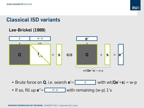 Improved Information Set Decoding - Decoding Random Linear ...