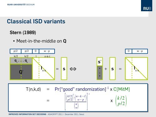 Improved Information Set Decoding - Decoding Random Linear ...