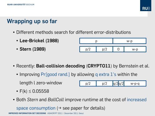 Improved Information Set Decoding - Decoding Random Linear ...