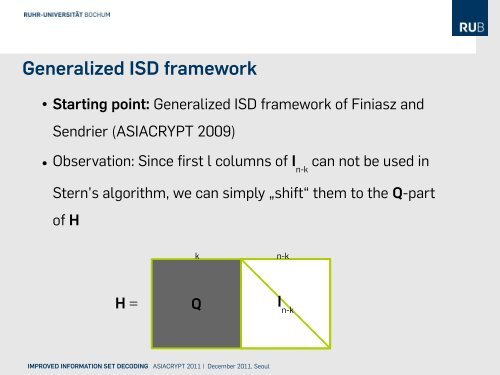 Improved Information Set Decoding - Decoding Random Linear ...