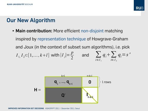 Improved Information Set Decoding - Decoding Random Linear ...