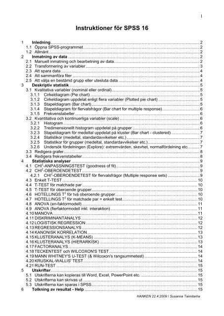 Introduktion till SPSS 10