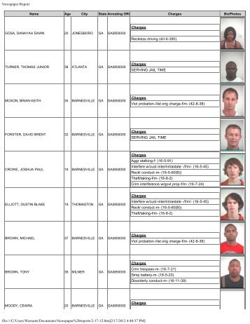 arrest report appears here - barnesville georgia news, barnesville ...