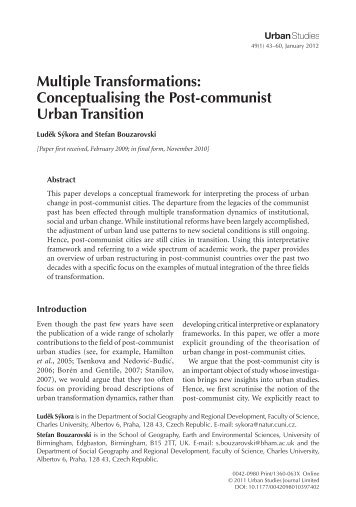 Conceptualising the Post-communist Urban Transition