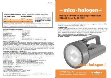 Manuel d'utilisation des lampes manuelles MICA IL-61 et IL-61 NiMH