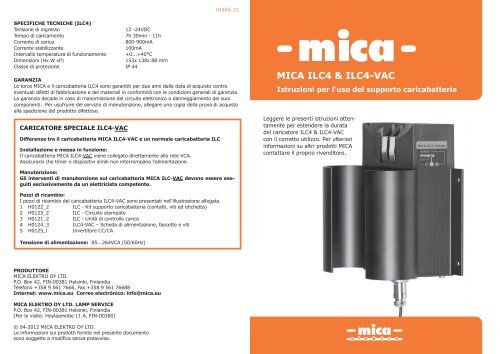 MICA ILC4 & ILC4-VAC - Mica Elektro OY Ltd
