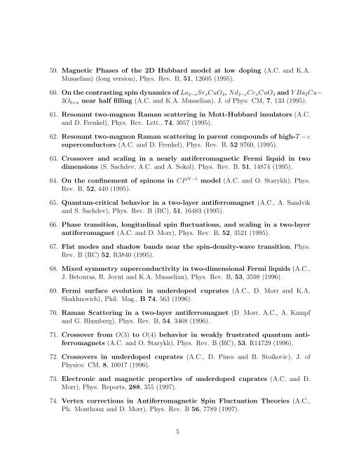 LIST OF PUBLICATIONS Andrey V. Chubukov Department of ...