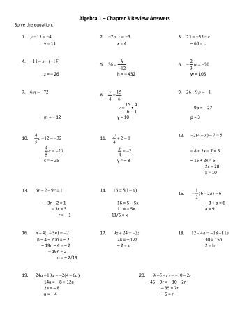 Algebra 1 â Chapter 3 Review Answers