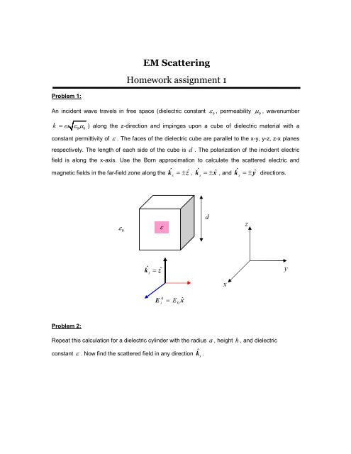 EM Scattering Homework assignment 1