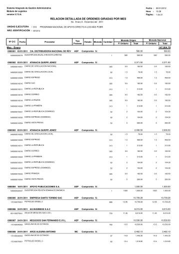 Ordenes de Compra del 2011 - Portal del Estado Peruano