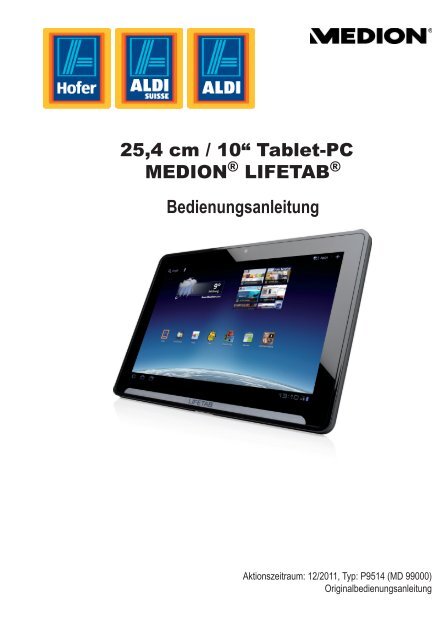 25,4 cm / 10“ Tablet-PC MEDION® LIFETAB® Bedienungsanleitung