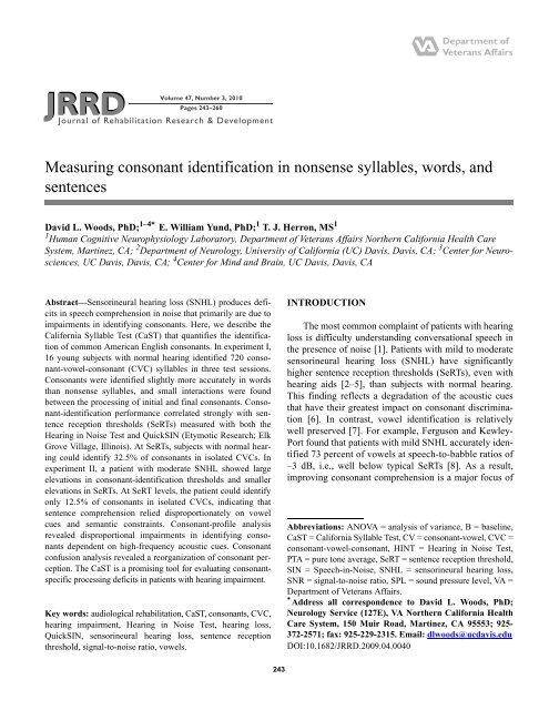 Measuring consonant identification in nonsense syllables, words, and