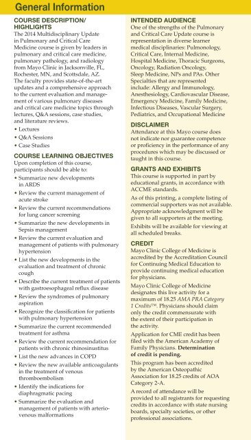 Course Brochure - Mayo Clinic