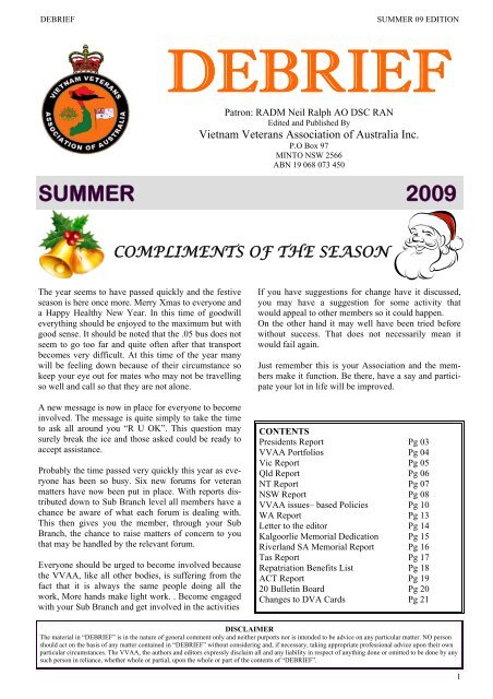 SUMMER 2009 - Vietnam Veterans Association of Australia