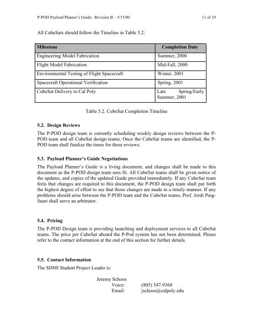 The P-POD Payload Planner's Guide