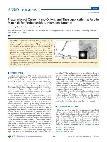 Preparation of Carbon Nano-Onions and Their Application as Anode ...