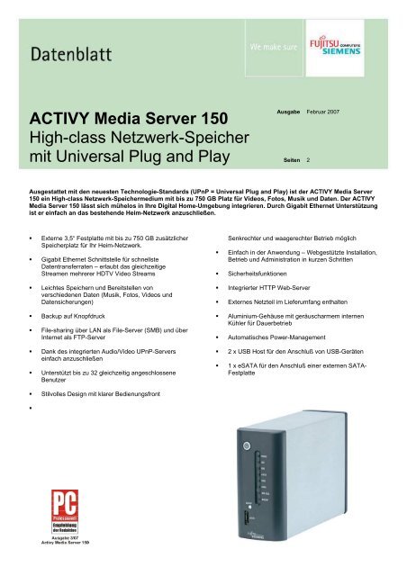 ACTIVY Media Server 150 High-class Netzwerk-Speicher ... - Snogard